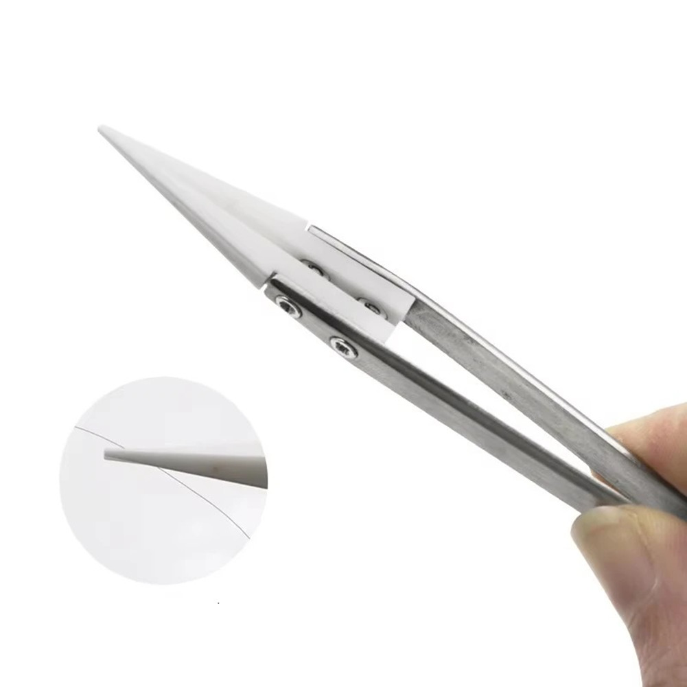 Electronics Repair Hobby - 静電気防止セラミックチップピンセット3個セット ステンレス製精密工具 電子機器修理やホビー用途に