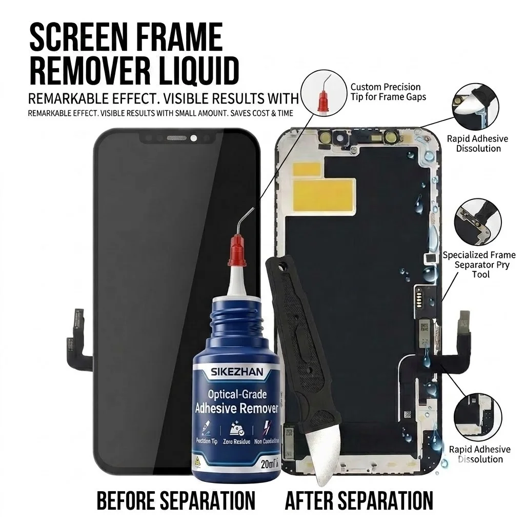 Phone Opening Tool - SIKEZHAN 20ml 光学グレードの接着剤除去クリーナーキット、精密ディスペンシングニードルとこじ開けツール付き、電話画面の修理用
